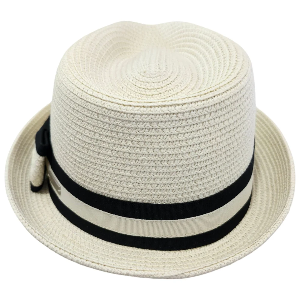 Betmar New York Braided Trilby Hat Ivory with‎ Black One Size JOANNE NWT